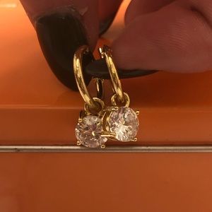 Gold Mini Hoop CZ Earring